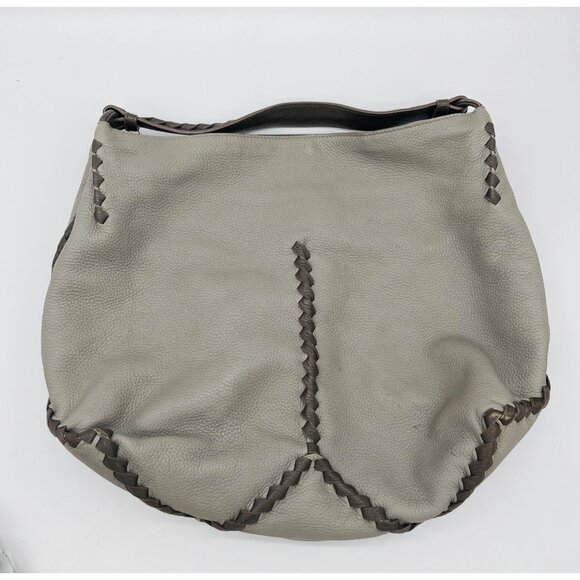 BOTTEGA VENETA Leather Hobo Shoulder Tote Bag Gray Large - Picture 13 of 14